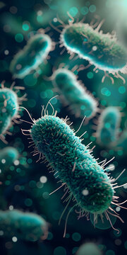 Bact&eacute;rias Azulverde sob Microsc&oacute;pio