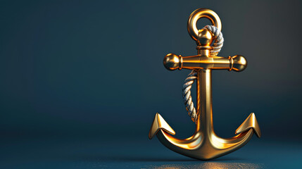gold anchor miniatur with holder in big copy space

