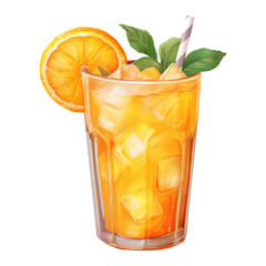 orange juice Isolated Detailed Watercolor Hand Drawn Painting Illustration