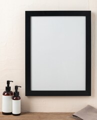 Blank frame, sustainable style bathroom interior decor