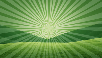 Obraz premium Green sunburst background for design, illustration.