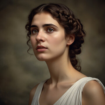 Depiction of Hypatia of Alexandria: A renowned mathematician, astronomer, and philosopher in ancient Alexandria, Egypt