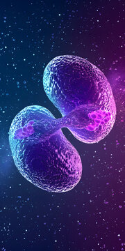 Divis&atilde;o celular sob microsc&oacute;pio