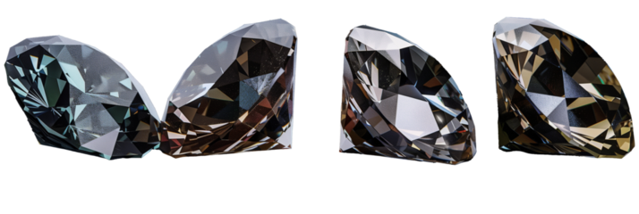 Set of diamonds on a transparent background