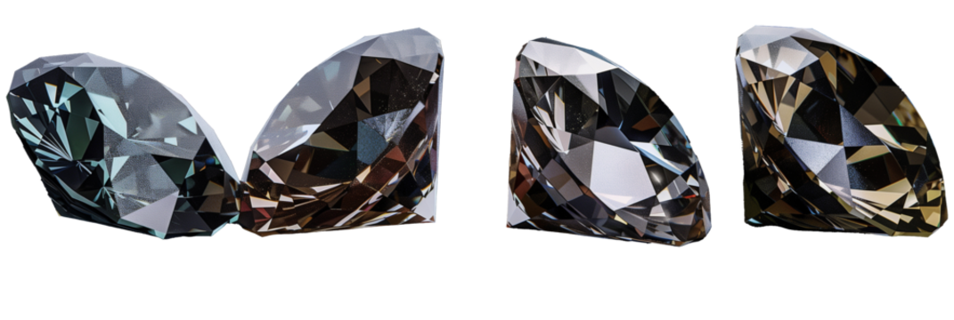 Set of diamonds on a transparent background