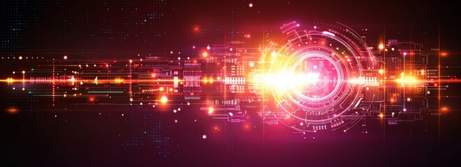 Fototapeta premium Glowing particle dots with colorful dots in abstract background, concept of light shining sparkling particles dots bokeh in blur color background, 