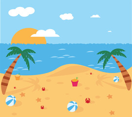 vector design of a beach during summer. beach vector. summer vector.