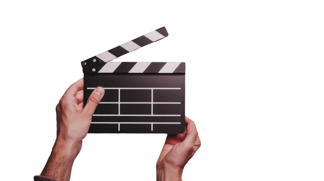 Hands holding a clapper board