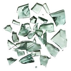 broken glass fragments isolated transparent background