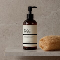 Body wash, pump bottle, skincare product packaging design