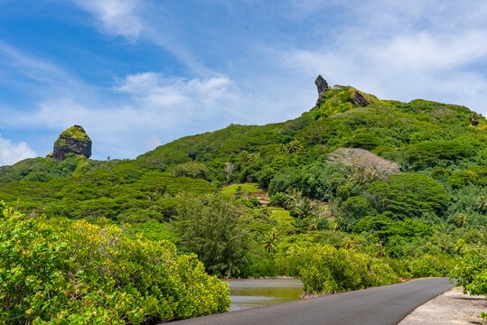 The Mountain Range of the Island of Huahine, French Polynesia