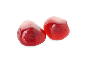 Ripe juicy pomegranate grains isolated on white