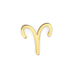 Zodiac sign. Golden Aries symbol isolated on white, top view