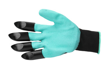 One gardening glove with claws isolated on white
