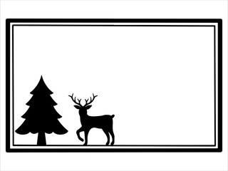 Frame Line Art Christmas Background
