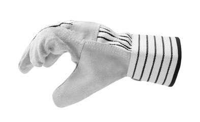 One clean gardening glove isolated on white