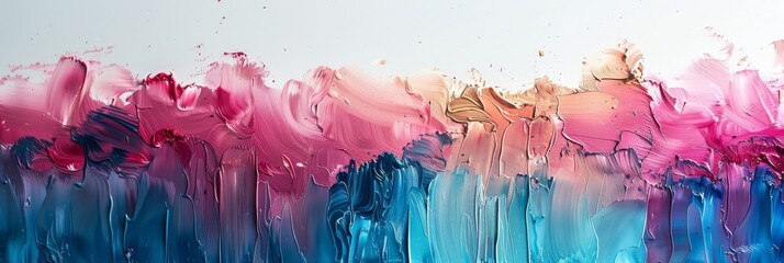 An abstract paint texture with pink and blue. 