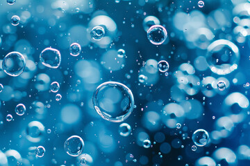 Bubbles in water on blue background, Generative Ai