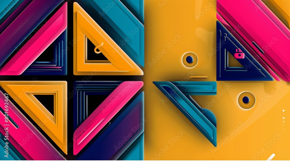 Fototapete abstract technology design featuring geometric shapes with computer graphic decoration in isolated background, businsess background presentation