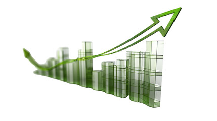 Curved graph with arrow moving up