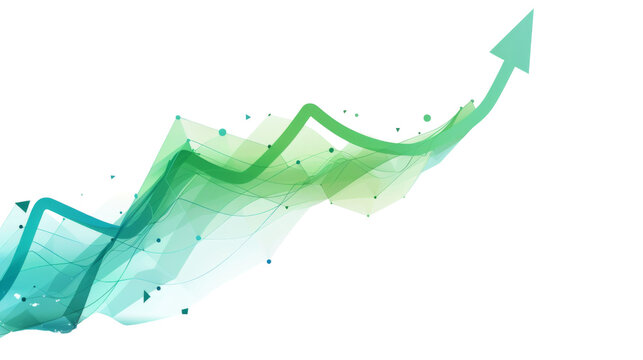 Curved graph with arrow moving up