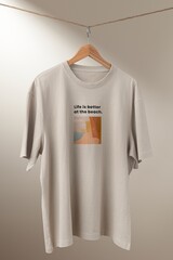 Printed t-shirt, casual apparel with summer quote in unisex design