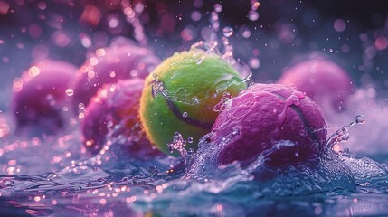 Radiant Revelry: Tennis Ball Splash Amid Easter Eggs