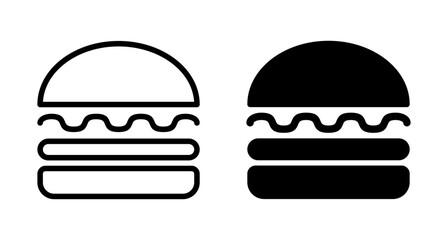 Hamburger icon vector isolated on white background. Burger and hamburger icon. Fast food vector icon