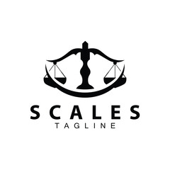 Simple legal scale logo justice court simple black silhouette template vector design