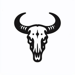  Classic black steer skull skeleton head icon logo