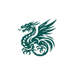 Dark Green and White Illustration of Dragon fly