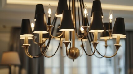 Simple yet striking this contemporary chandelier exudes elegance and sophistication. 2d flat cartoon.