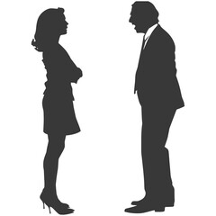 silhouette boss shouts at women employee full body black color only