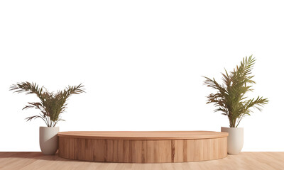  ISOLATED 3D MODERN WOODEN PODIUM SHOWCASE PNG