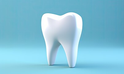 3D tooth on the blue background