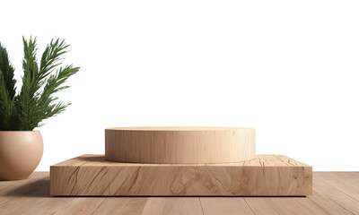  ISOLATED 3D MODERN WOODEN PODIUM SHOWCASE PNG