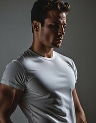 handsome and fit man in a white t-shirt