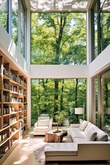 Green Living Modern Living Space with Forest View