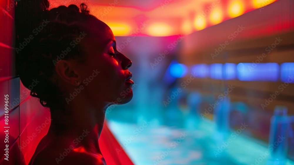 Poster a person enjoying a postworkout sauna session with a display of the different membership levels and 