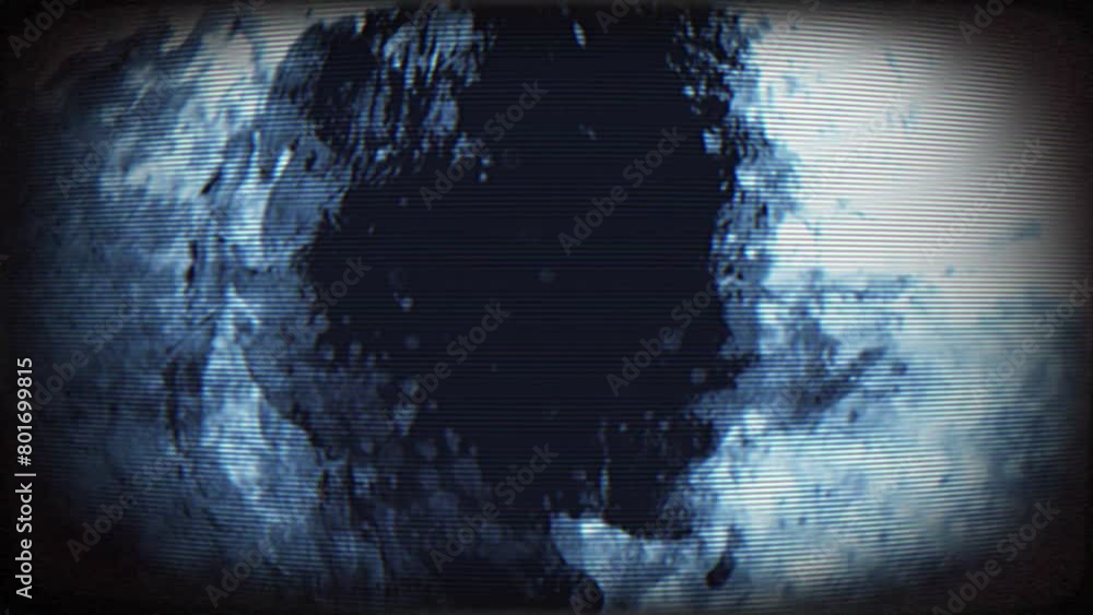 Poster television screen with textured grunge images in fast loop motion