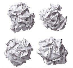  Set of crumpled paper balls cut out 