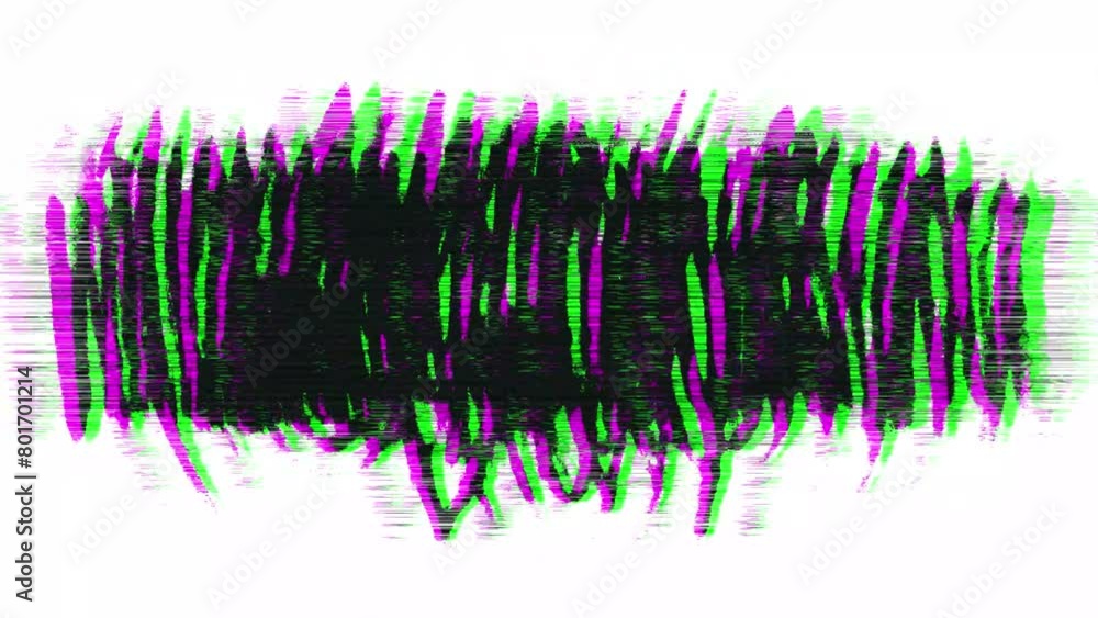Poster television screen with grunge ink drawings in loop motion. glitch and static special effects