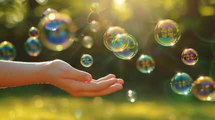 soap bubbles in hand