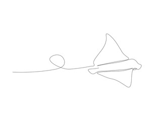 Continuous line drawing of manta ray. One line of stingray. Marine animal concept continuous line art. Editable outline.