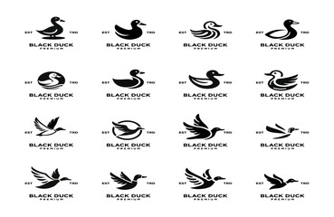Black duck silhouette logo icon design illustration