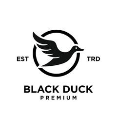 Fototapeta premium Black duck silhouette logo icon design illustration