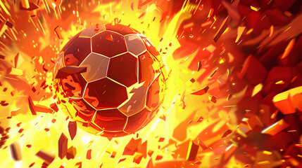 Fototapeta premium fiery football, fireball, beautiful, dark background, black background, vector, cartoon style