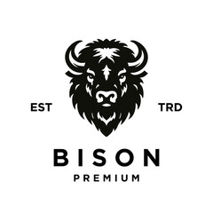 Bison silhouettes and icons. black flat color simple elegant white background Bison animal vector and illustration.