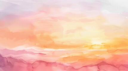 A watercolor of a sunrise, with pastel pinks and light oranges blending together to symbolize new beginnings and optimism