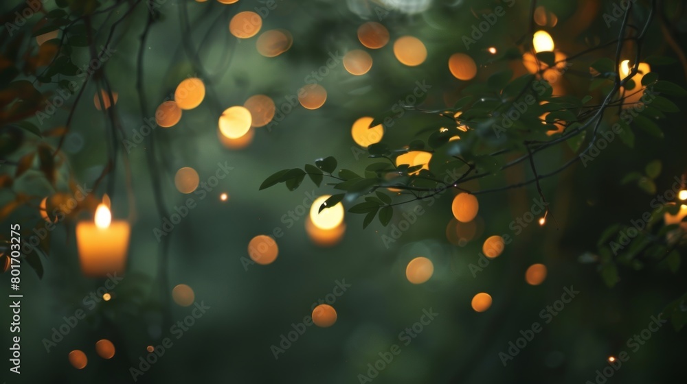 Poster a gentle breeze rustles through the trees causing the candles to dance and creating a whimsical effe